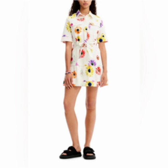 Desigual Christian Lacrois Stretch Denim Floral Daisy Dress NEW NWT Small - Picture 2 of 12
